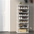 Pemberly Row 7 Tier Double Rows Shoe Rack Vertical Wooden Organizer White
