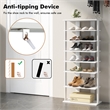 Pemberly Row 7 Tier Double Rows Shoe Rack Vertical Wooden Organizer White