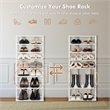Pemberly Row 7 Tier Double Rows Shoe Rack Vertical Wooden Organizer White