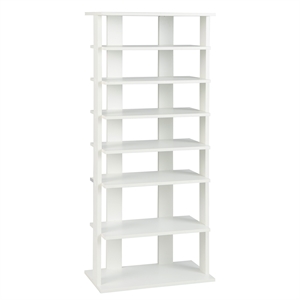 Pemberly Row 7 Tier Double Rows Shoe Rack Vertical Wooden Organizer White