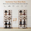 Pemberly Row 7 Tier Double Rows Shoe Rack Vertical Wooden Organizer Brown