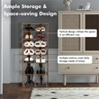 Pemberly Row 7 Tier Double Rows Shoe Rack Vertical Wooden Organizer Brown