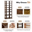 Pemberly Row 7 Tier Double Rows Shoe Rack Vertical Wooden Organizer Brown
