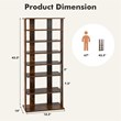 Pemberly Row 7 Tier Double Rows Shoe Rack Vertical Wooden Organizer Brown