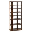 Pemberly Row 7 Tier Double Rows Shoe Rack Vertical Wooden Organizer Brown