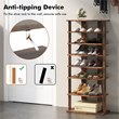 Pemberly Row 7 Tier Double Rows Shoe Rack Vertical Wooden Organizer Brown