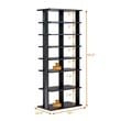 Pemberly Row 7 Tier Double Rows Shoe Rack Vertical Wooden Organizer Black