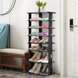 Pemberly Row 7 Tier Double Rows Shoe Rack Vertical Wooden Organizer Black