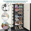 Pemberly Row 7 Tier Double Rows Shoe Rack Vertical Wooden Organizer Black