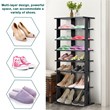 Pemberly Row 7 Tier Double Rows Shoe Rack Vertical Wooden Organizer Black