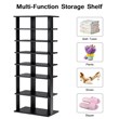 Pemberly Row 7 Tier Double Rows Shoe Rack Vertical Wooden Organizer Black
