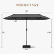 Pemberly Row 13FT Double sided Patio Umbrella w/Crank Handle Umbrella Base Gray