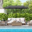 Pemberly Row 13FT Double sided Patio Umbrella w/Crank Handle Umbrella Base Gray