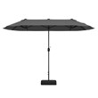 Pemberly Row 13FT Double sided Patio Umbrella w/Crank Handle Umbrella Base Gray