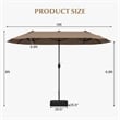 Pemberly Row 13FT Double sided Patio Umbrella w/Crank Handle Umbrella Base Tan