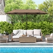 Pemberly Row 13FT Double sided Patio Umbrella w/Crank Handle Umbrella Base Tan