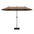 Pemberly Row 13FT Double sided Patio Umbrella w/Crank Handle Umbrella Base Tan