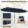 Pemberly Row 13FT Double sided Patio Umbrella w/Crank Handle Umbrella Base Navy