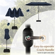 Pemberly Row 13FT Double sided Patio Umbrella w/Crank Handle Umbrella Base Navy
