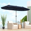 Pemberly Row 13FT Double sided Patio Umbrella w/Crank Handle Umbrella Base Navy