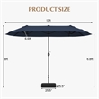 Pemberly Row 13FT Double sided Patio Umbrella w/Crank Handle Umbrella Base Navy