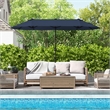 Pemberly Row 13FT Double sided Patio Umbrella w/Crank Handle Umbrella Base Navy
