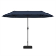 Pemberly Row 13FT Double sided Patio Umbrella w/Crank Handle Umbrella Base Navy