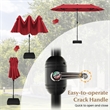 Pemberly Row 13FT Double sided Patio Umbrella w/Crank Handle Umbrella Base Wine