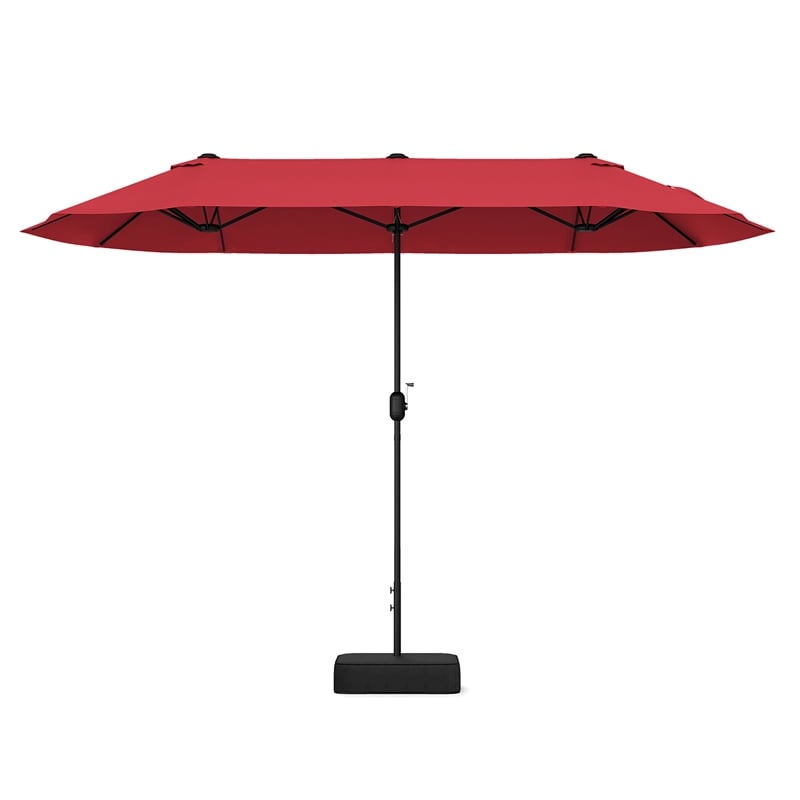 Pemberly Row 13FT Double sided Patio Umbrella w/Crank Handle Umbrella Base Wine