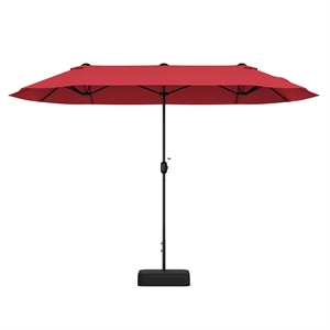 Pemberly Row 13FT Double sided Patio Umbrella w/Crank Handle Umbrella Base Wine