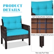 Pemberly Row 3PCS Outdoor Rattan Conversation Set Patio Garden Sofa Turquoise