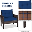 Pemberly Row 3PCS Outdoor Rattan Conversation Set Patio Garden Sofa Navy