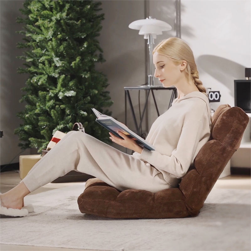 Pemberly Row 14 Position Floor Chair Folding Lazy Gaming Sofa Cushioned Coffee