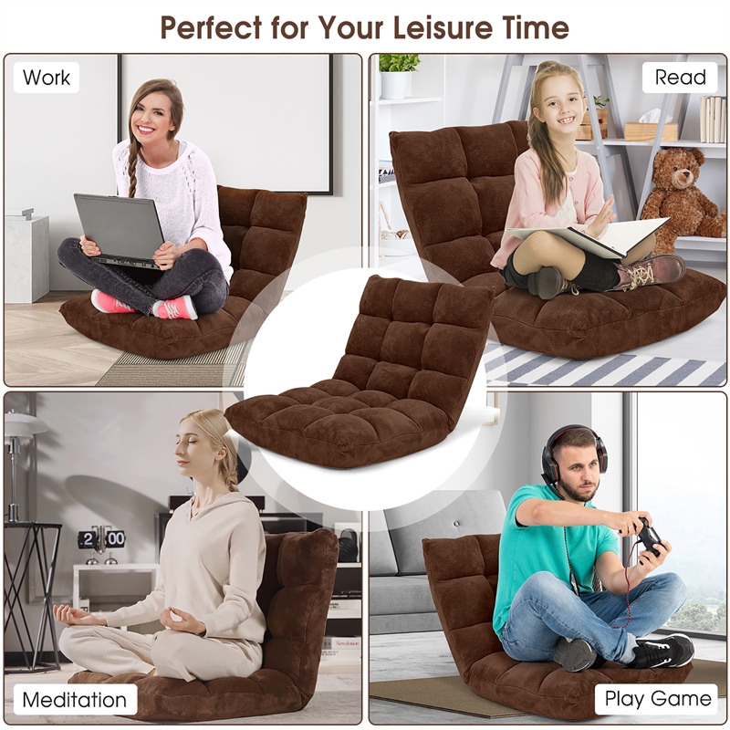 Pemberly Row 14 Position Floor Chair Folding Lazy Gaming Sofa Cushioned Coffee