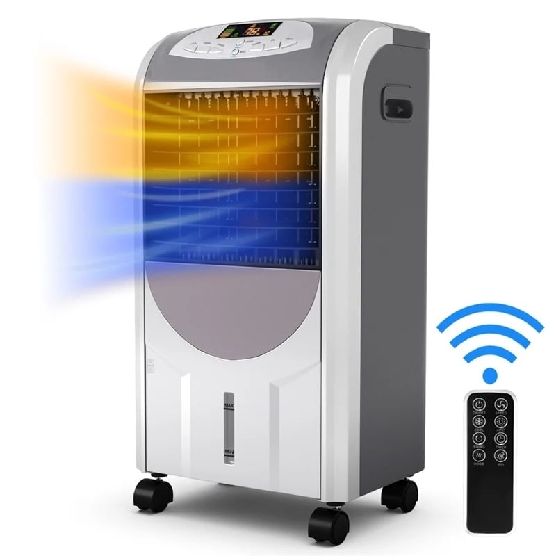 Pemberly Row Portable Air Cooler Fan & Heater Humidifier w/Washable Filter White