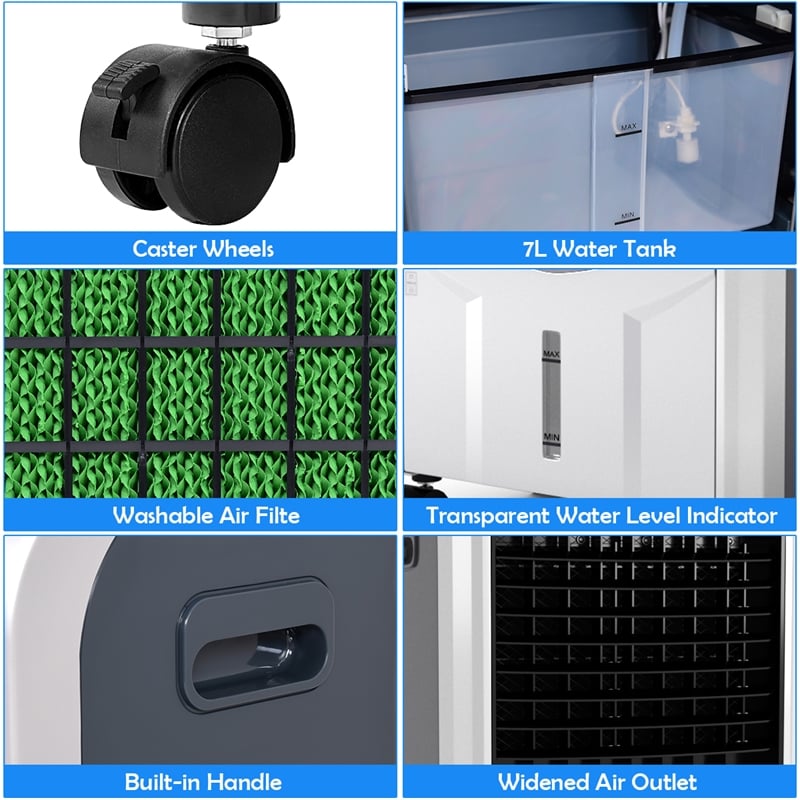 Pemberly Row Portable Air Cooler Fan & Heater Humidifier w/Washable Filter White