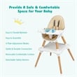 Pemberly Row Baby High Chair Infant Convertible Chair 5 Point Seat Belt Khaki