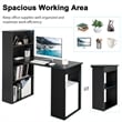 Pemberly Row Computer Desk Writing Workstation Office 6 Tier Storage Shelves