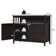 Pemberly Row Modern Kitchen Storage Cabinet Buffet Server Table Sideboard Brown