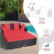 Pemberly Row Outdoor Patio Rattan Daybed Cushioned Sofa Furniture Red