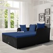 Pemberly Row Outdoor Patio Rattan Daybed Cushioned Sofa Furniture Navy
