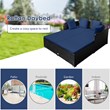 Pemberly Row Outdoor Patio Rattan Daybed Cushioned Sofa Furniture Navy