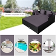 Pemberly Row Outdoor Patio Rattan Daybed Cushioned Sofa Furniture Gray