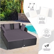 Pemberly Row Outdoor Patio Rattan Daybed Cushioned Sofa Furniture Gray