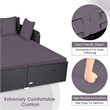 Pemberly Row Outdoor Patio Rattan Daybed Cushioned Sofa Furniture Gray