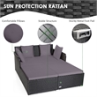 Pemberly Row Outdoor Patio Rattan Daybed Cushioned Sofa Furniture Gray