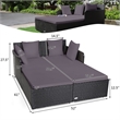 Pemberly Row Outdoor Patio Rattan Daybed Cushioned Sofa Furniture Gray