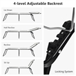 Pemberly Row Folding Lounge Chaise High Recline W/Adjustable Backrest Gray