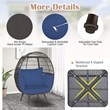 Pemberly Row Patio Oversized Wicker Egg Chair Lounge Basket 4 Cushion Navy