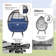 Pemberly Row Patio Oversized Wicker Egg Chair Lounge Basket 4 Cushion Navy